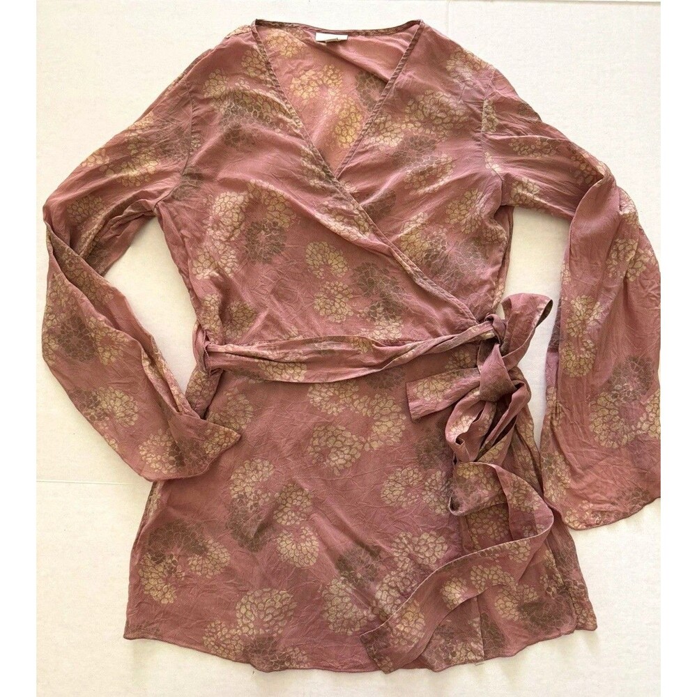 J. Jill Women’s S Mauve Pink Rose Kimono Belted Top Romantic Cottagecore Fairy